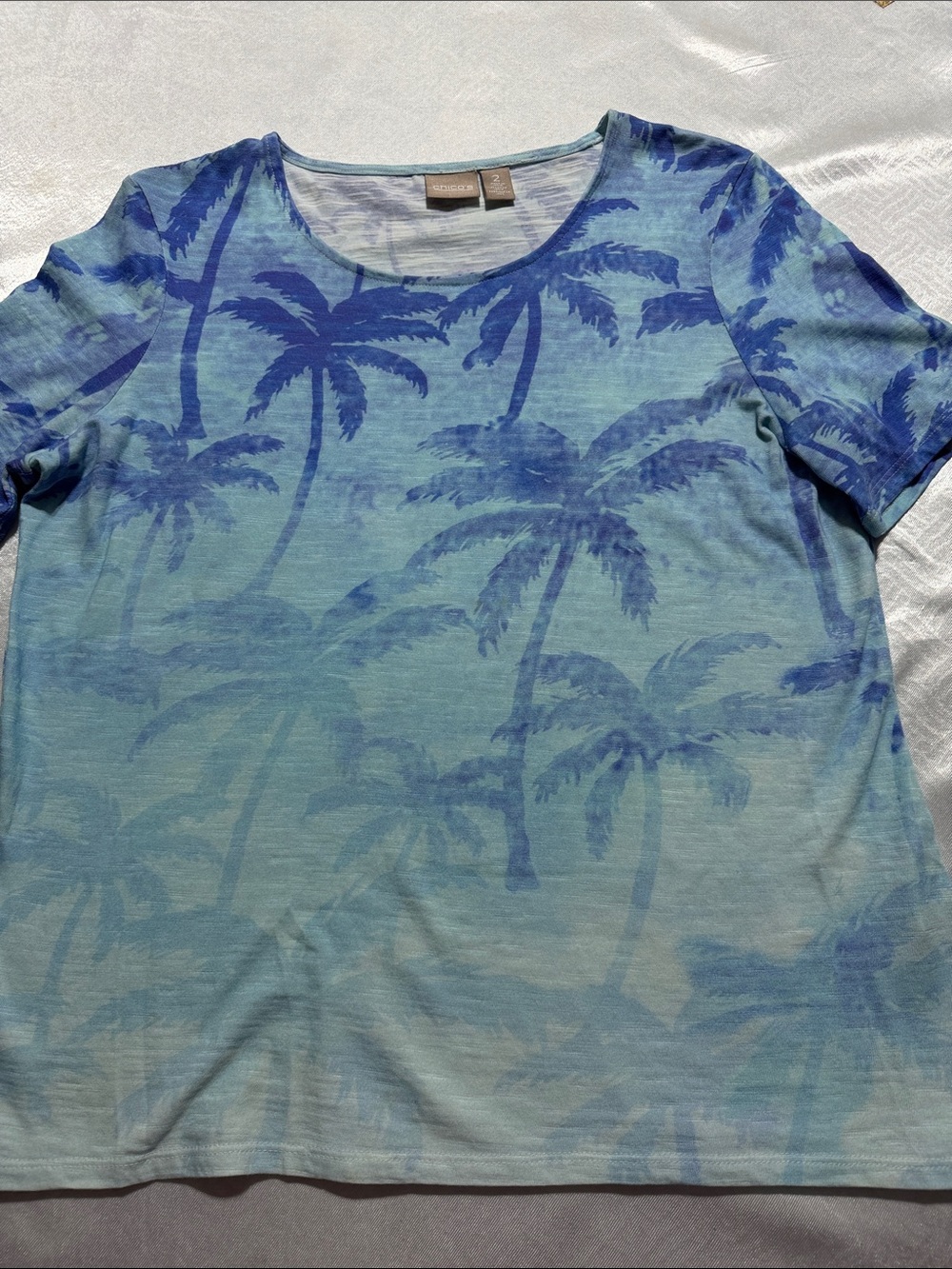 Chico's Blue Palm Print Top